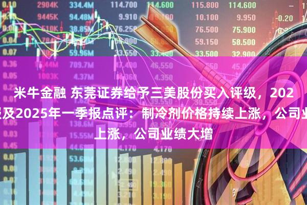 米牛金融 东莞证券给予三美股份买入评级，2024年年报及2025年一季报点评：制冷剂价格持续上涨，公司业绩大增